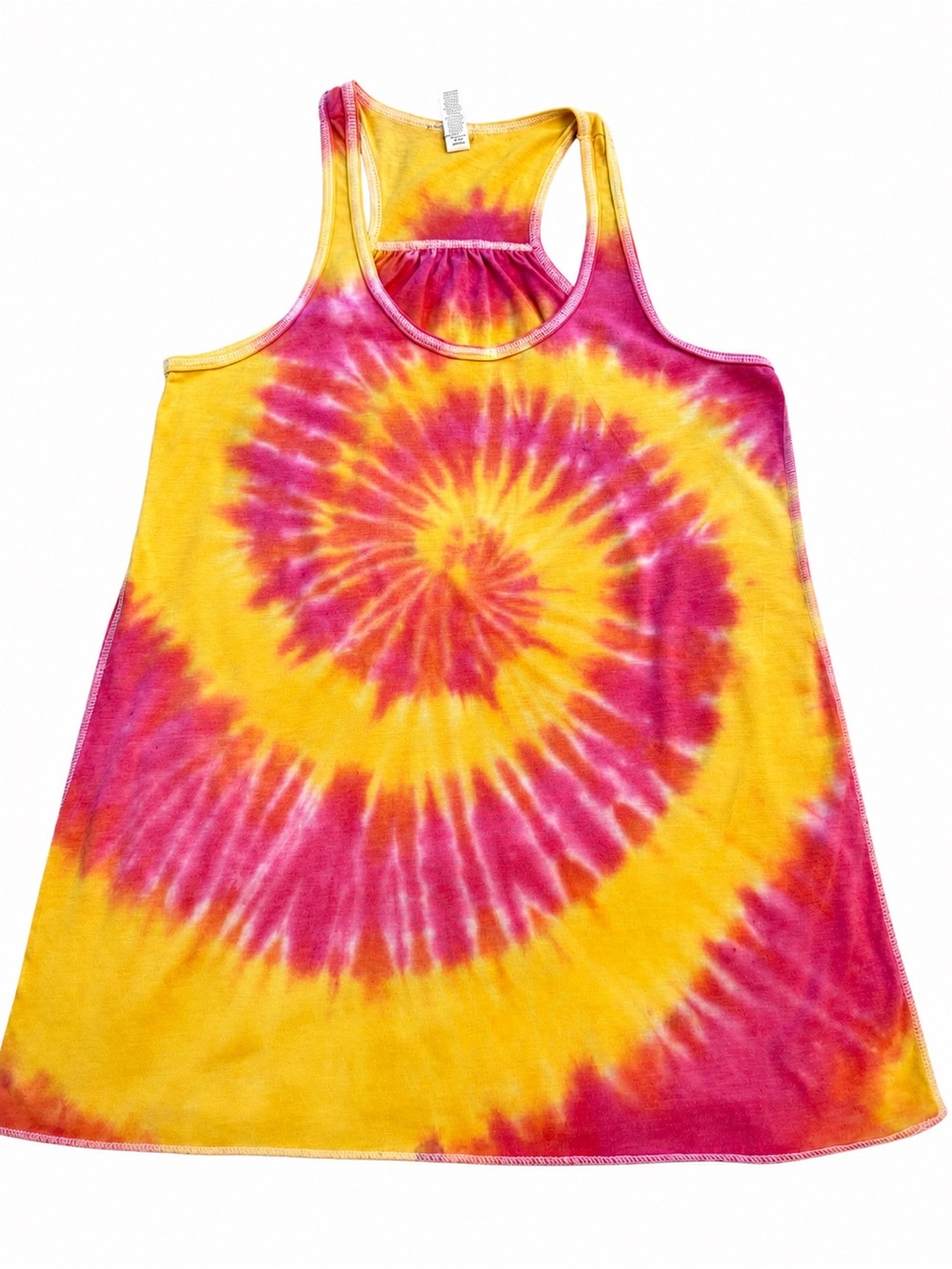 Tie-Dye Small Racerback Tank Top for Women/Teens Yellow & Pink